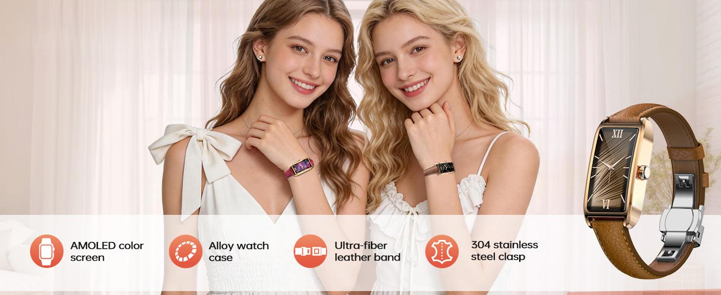 2026 NEW Elegant Leather Strap Smart Watch for Women Waterproof | 12 Sports Modes Fitness Tracker - Stylish & Cute for Workouts 2026 NEW Elegant Leather Strap Smart Watch for Women Waterproof | 12 Sports Modes Fitness Tracker - Stylish & Cute for Workouts