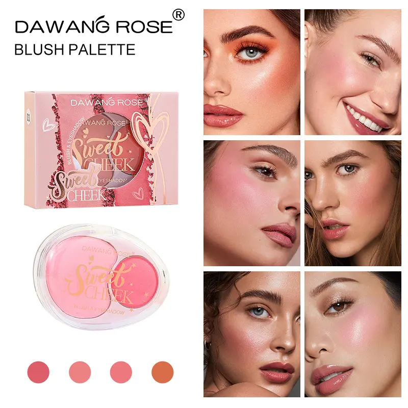 Two color blush dish cosmetic liquid powder blusher rouge fog matte surface brighten color powder blusher stick 5 color powder blusher cream delicate matte natural brighten color