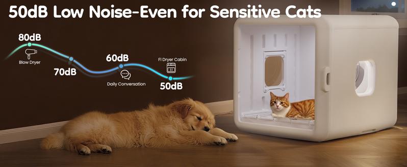 RoyalCraft Pet Dryer Box for Cats & Dogs – 65L Quiet Hair Drying Machine with Adjustable Temp, Blow Air Function – Portable Dog Dryer for Home Bathing, Pet Drying Kit