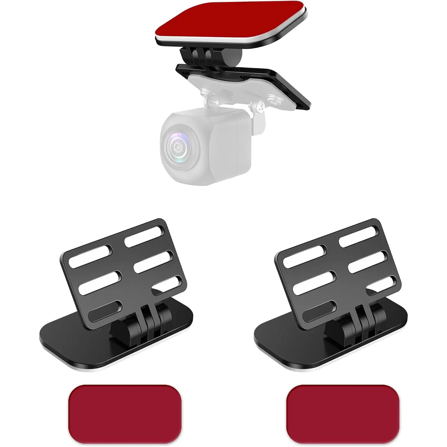 Model 1 Synthetic Adhesive Rear Camera Mount Bracket Stick-On Set - 2-Count Pack, Windshield Backup Camera Holder, High-Load Capacity, Angle Adjuster