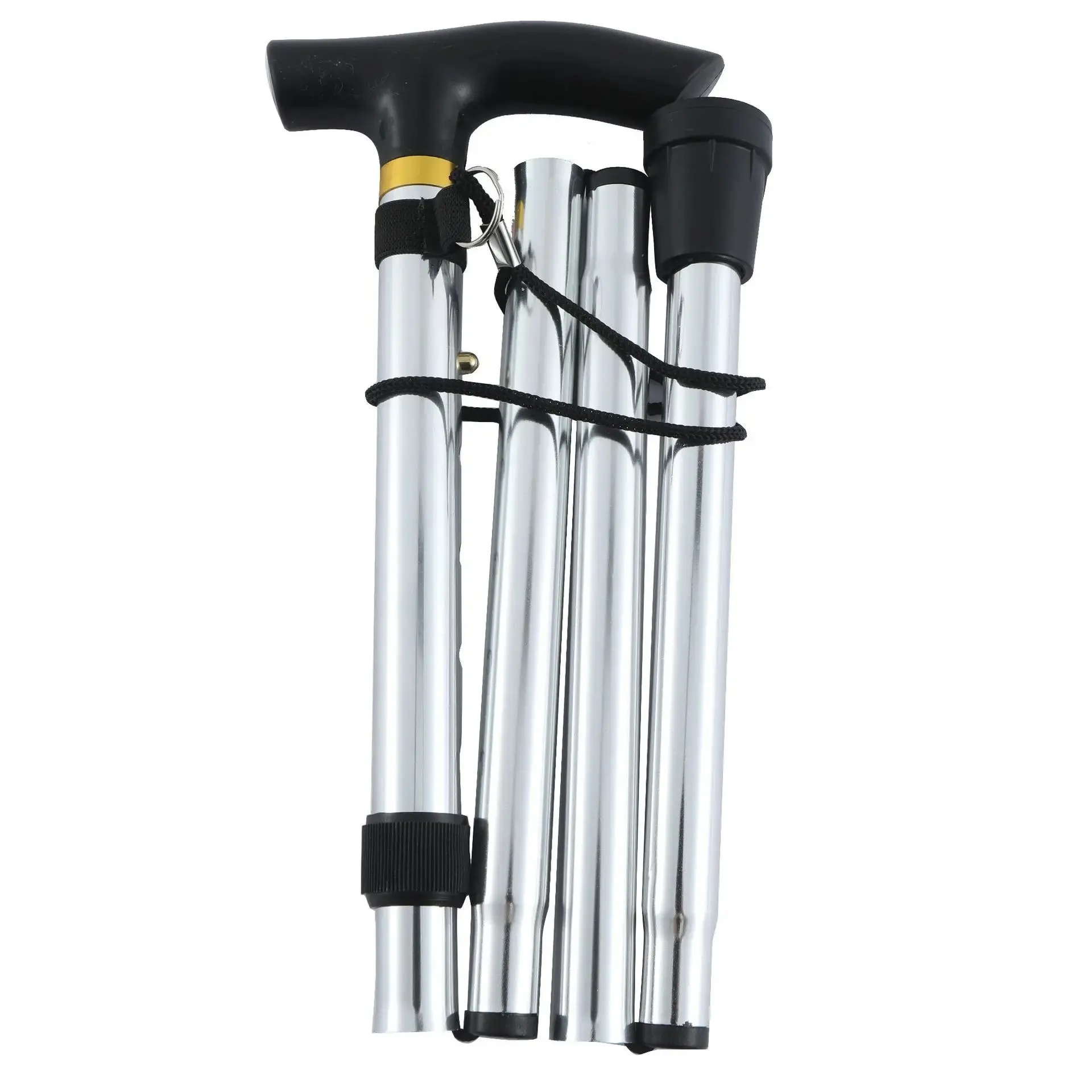 Foldable Walking Cane, Adjustable Lightweight Aluminum Travel Cane, T Handle, Anti Slip Rubber Tip, Portable Stick, Senior Travel Aid