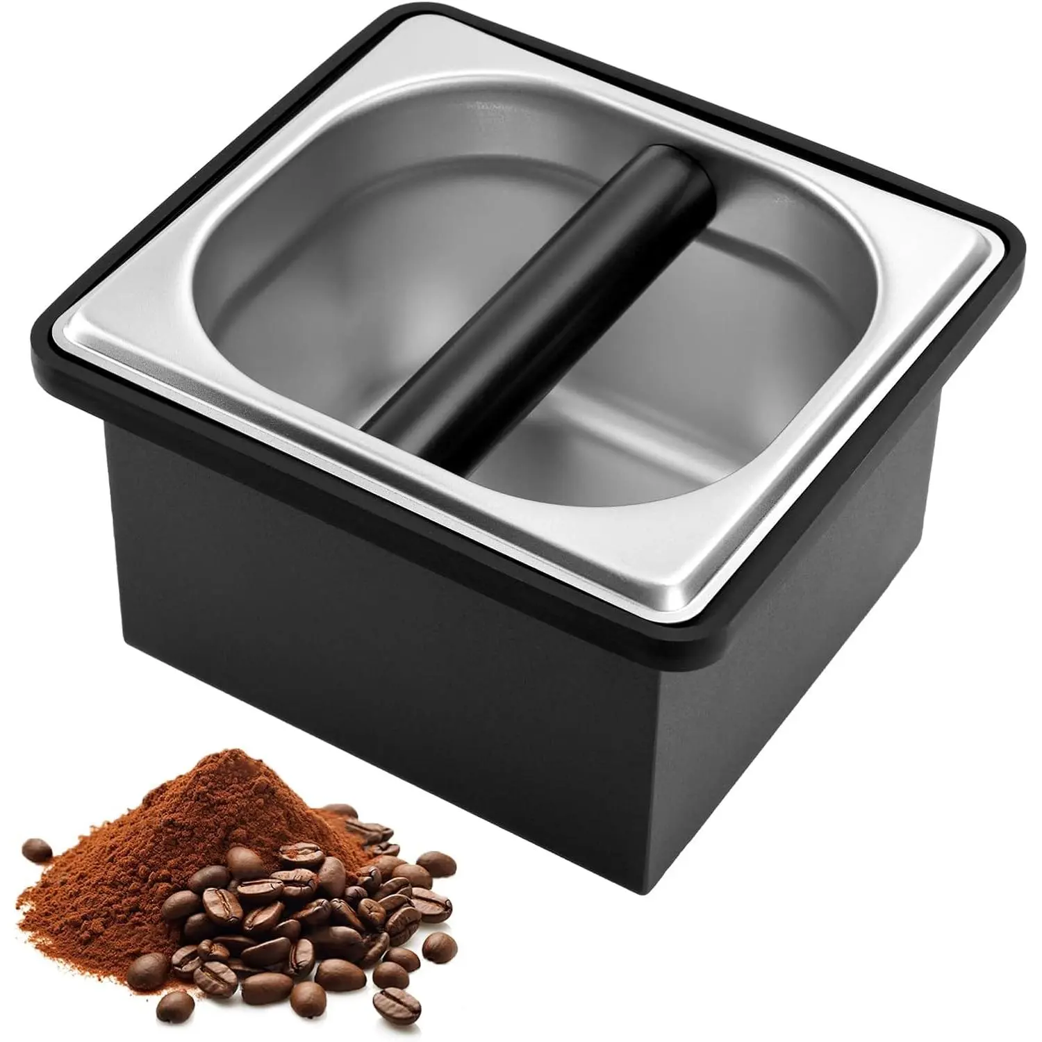 Stainless Steel Espresso Knock Box Large Capacity Coffee Pucks Container Espresso Machine Tool for Coffee Ground (Small)