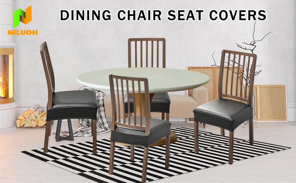 NILUOH Waterproof Seat Covers for Dining Room Chairs Set of 4, Pu Leather Chair Seat Slipcovers Dining Chair Cover Removable Washable Chair Protctor Cover, Rear Covers (PU-Coffee) NILUOH Waterproof Seat Covers for Dining Room Chairs Set of 4, Pu Leather Chair Seat Slipcovers Dining Chair Cover Removable Washable Chair Protctor Cover, Rear Covers (PU-Coffee)