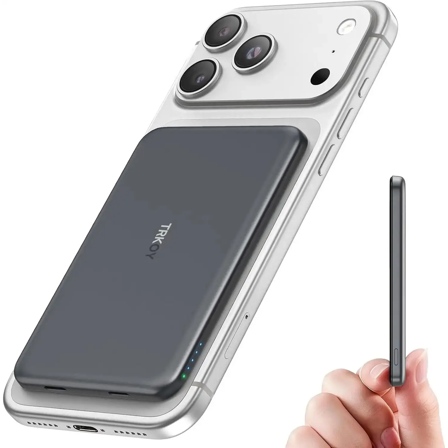 Slim MagSafe Power Bank 5000mAh, Portable Wireless Magnetic Battery with USB-C, Chargeable Travel Accessory for iPhone 15/14/13/12 Series, Graphite Gray, Accessories, Smartphone, Compact Slim, Iphone Series, Mobile, Batteries, Travel Mobile Accessory