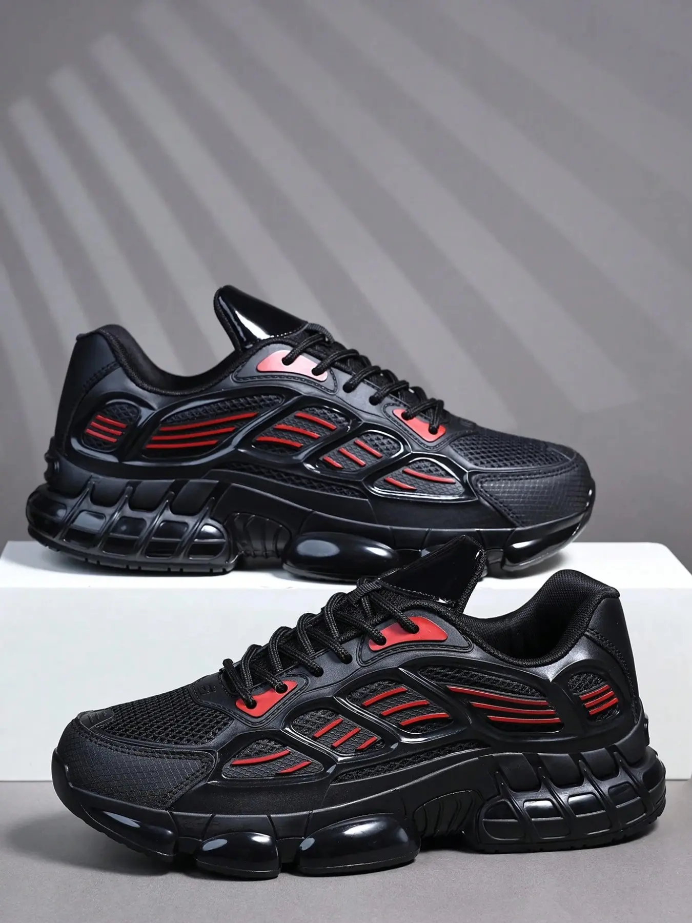 Men's Tactical Urban Wave Skeleton Training Shoes, 3D Texture Cage Structure, Anti-Slip Durable Sole, Sports Training Shoes, Sporty Style, All Seasons