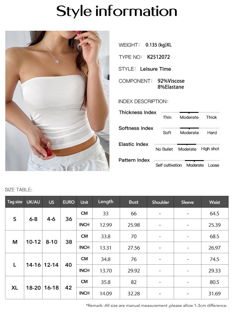 GGFL Women's Solid Color Crop Tube Top, Casual Sleeveless Cropped Top for Summer, Women's Clothing for Daily Wear