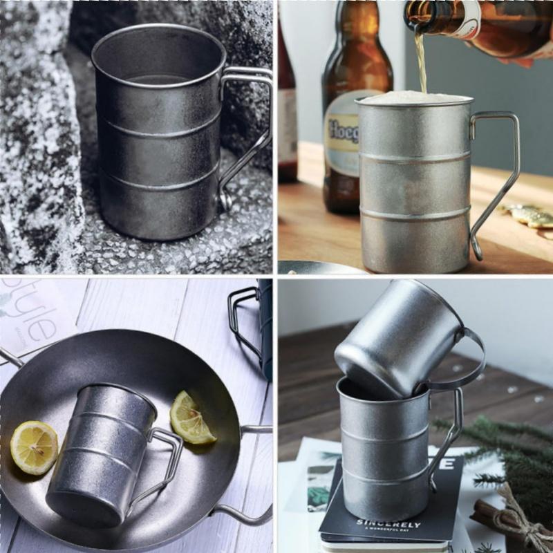 Stainless Steel Coffee Mug, 16oz Beer Cup, Vintage Bamboo Style, Ideal for Collectors & Parties, Outdoor Camping Water Bottle