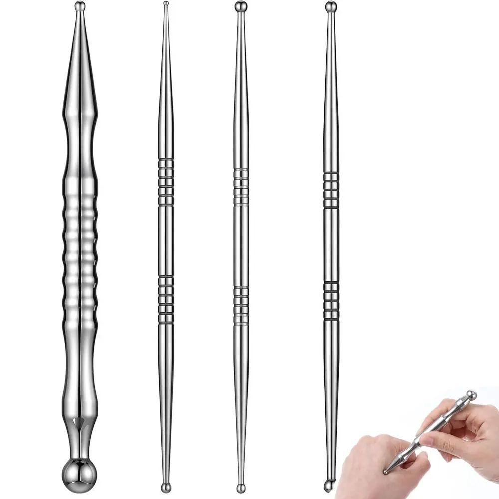 Acupressure Massage Tool Set, 4 Pieces Facial & Body Acupuncture Pens, Deep Tissue Reflexology Massager, Pain Relief Therapy Kit