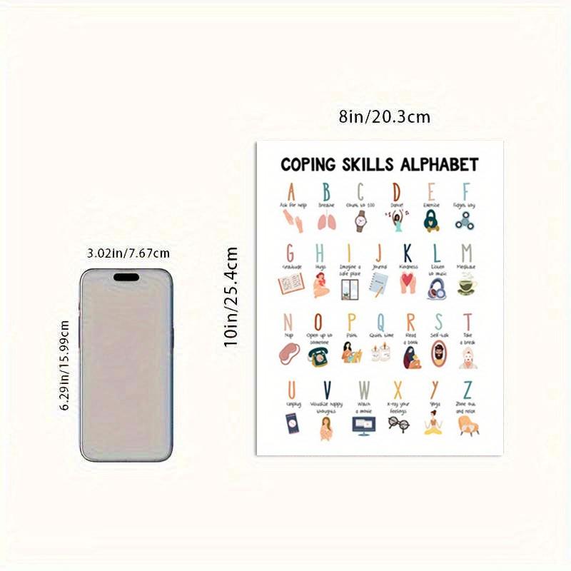 Mindfulness & Self-Care Alphabet Poster - 8x10" Frameless Wall Art for Calm Down Corner, Mental Health Awareness, School Counselor Office Decor, Perfect for Room Decor