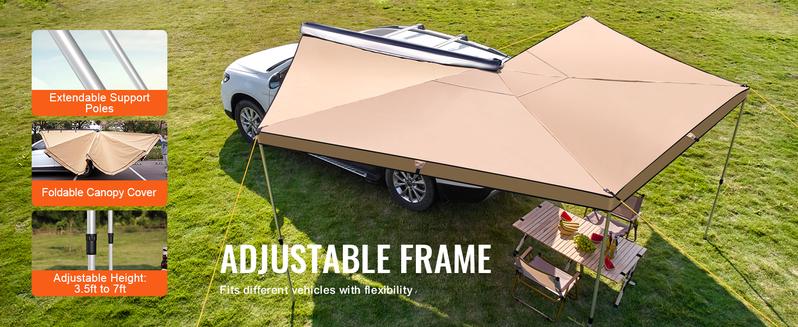 TikTokShopBlackFriday  VEVOR 270 Degree Vehicle Overland Awning, Free Standing, Driver Side Waterproof Car Shelter, UV50+ Vehicle Awning for SUV Truck Van -Ultimate Sun Protection 270LTE