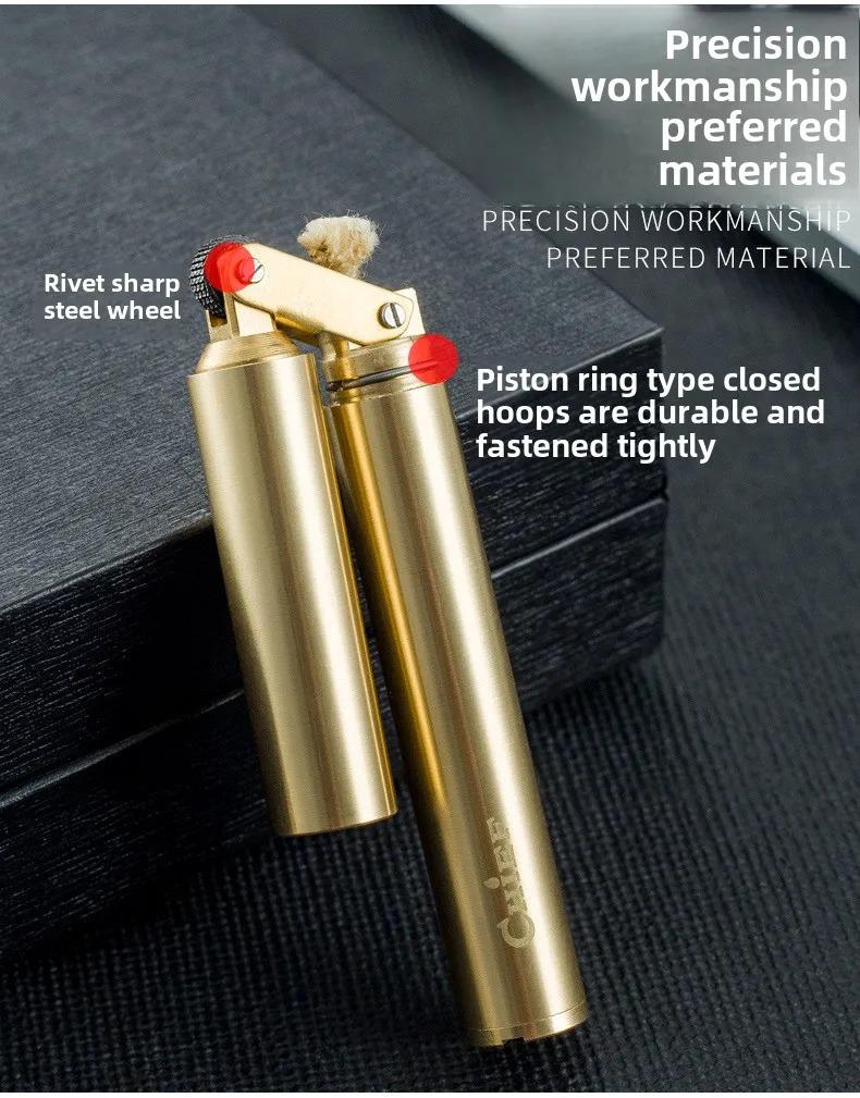 Vintage Nunchaku Design Kerosene Lighter Novelty Cool Gadget Copper Stainless Steel Portable Mini Igniter Aesthetic Unusual Gifts For Men Women Boyfriend Adult Decompression Toys Gift Box Packaging (Without fuel)