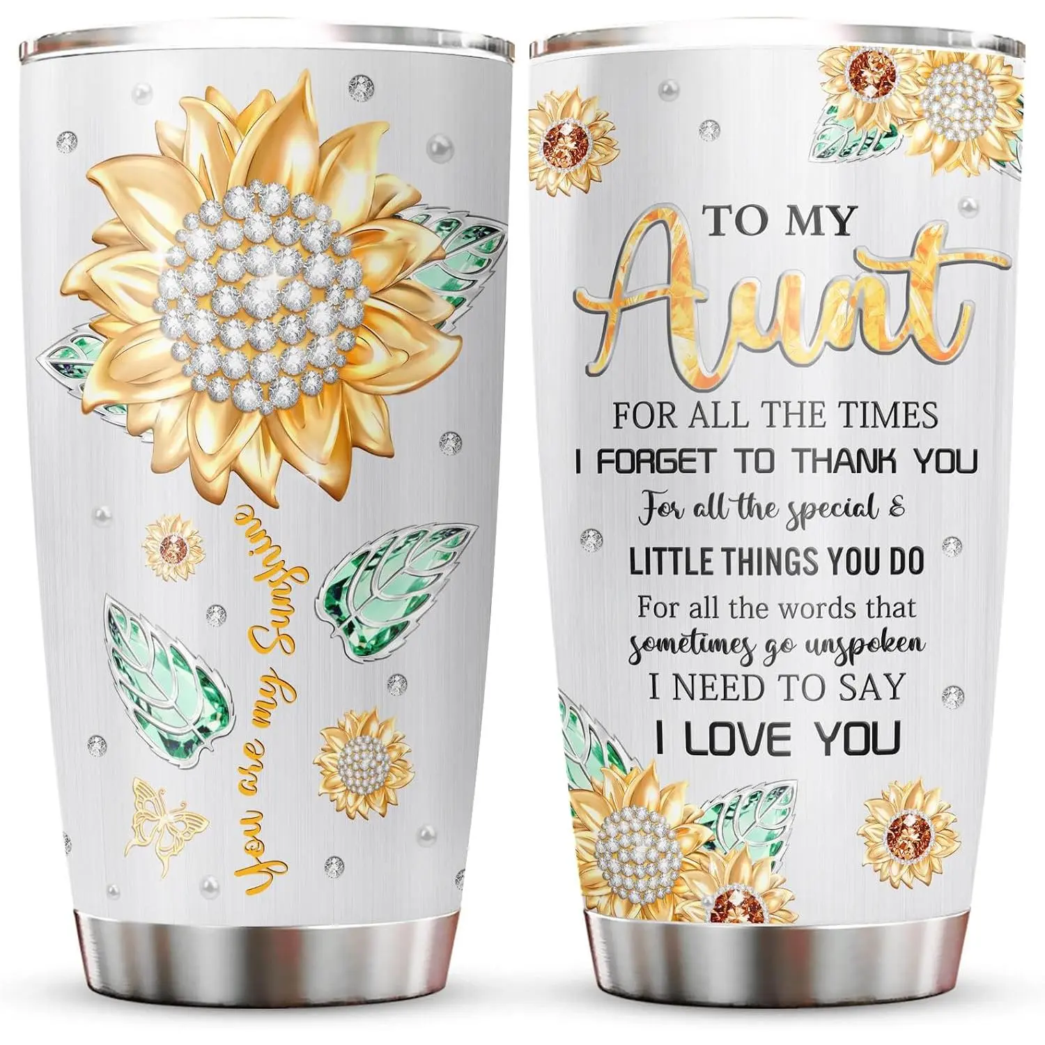 20oz Best Aunt Stainless Steel Insulated Tumbler, Coffee Mug Gift for Aunt from Niece & Nephew