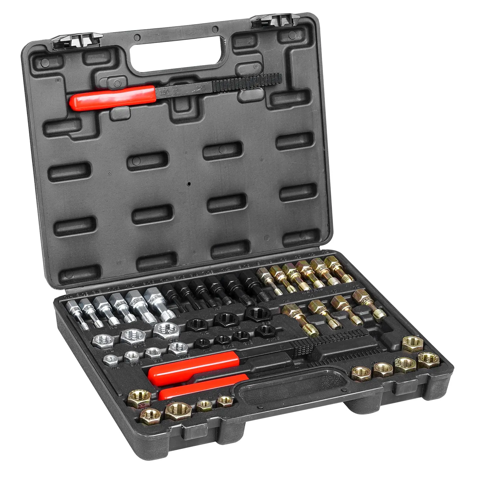 【toolupgrade】VEVOR 49-Piece Thread Chaser Set, UNC UNF and Metric Thread Restorer Tool, Rethreading Tool Kit with 22 Taps 24 Dies 3 Thread Files Storage Case, Heat Treated Steel, for Mechanics DIY Enthusiasts