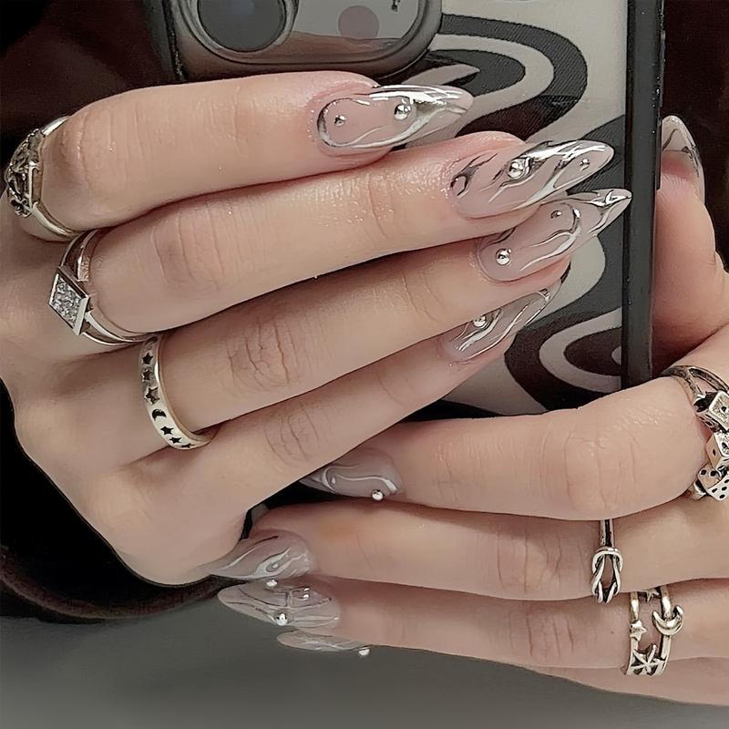 Cross-Border Hot-Selling Nail Tips with Glitter Diamonds Collection European and American Hot Girl Style White French Flower Long Wearable Nails Wholesale