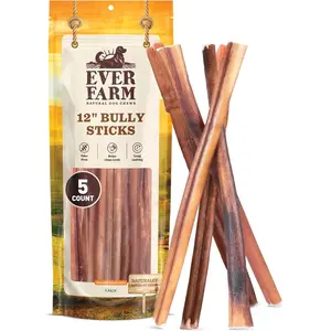 Pet Odor-Free Standard Bully Sticks (12", 5 Pack) – 100% Grass-Fed Beef Pizzle Dog Chews, Fully Digestible & Long-Lasting Dental Treats