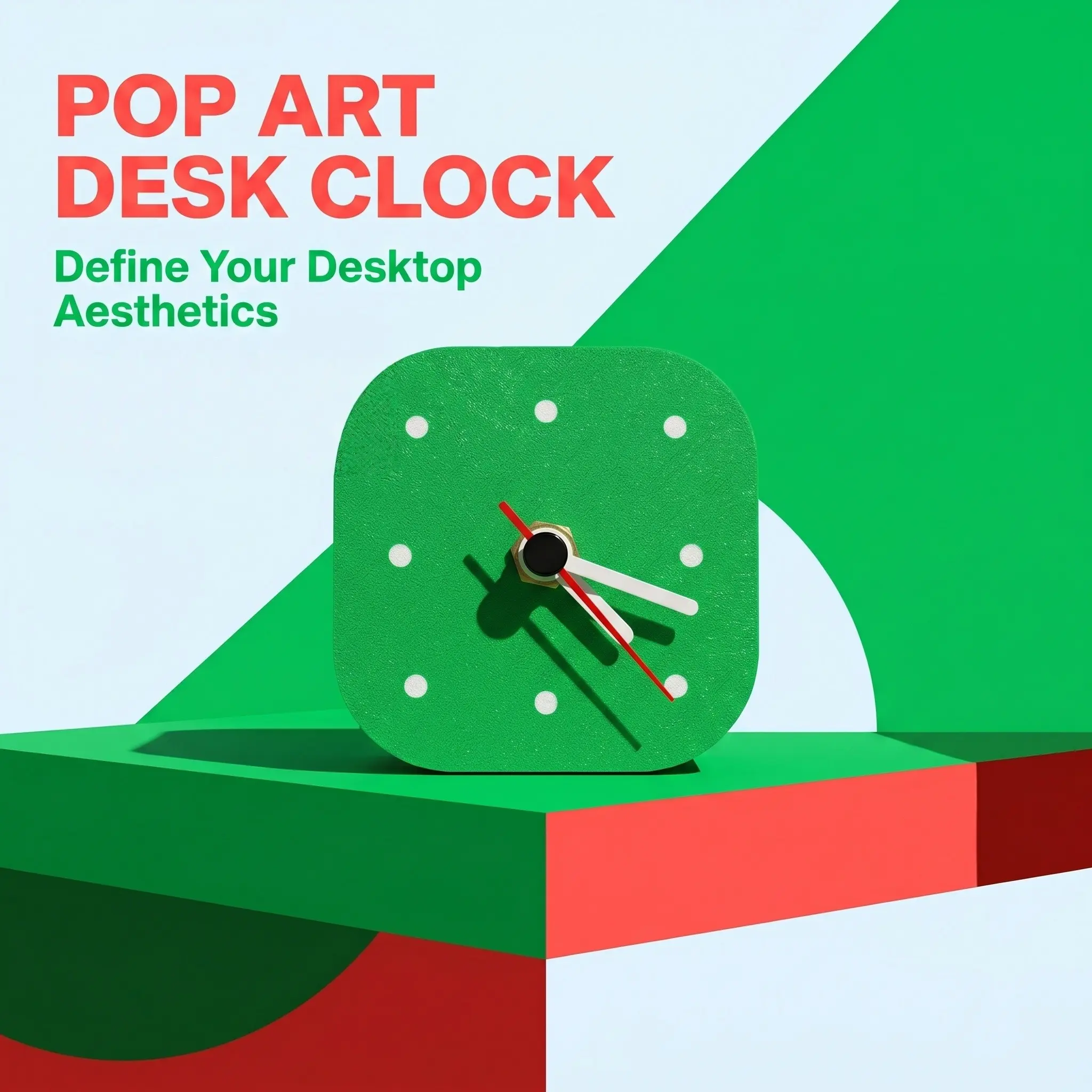 Pop Art Style Desktop Clock, Bold Color Contrast, Clear Visual Design, Perfect for Pop Art Enthusiasts, Vibrant and Distinctive Timepiece, Decorative Clock