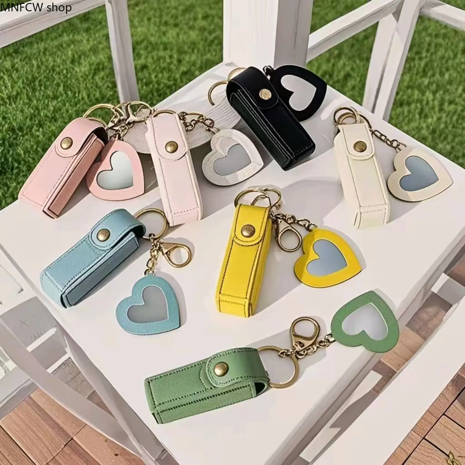 Fashion Compact Lipstick Case Keychain with Mirror - PU Leather, All-in-1 Beauty Tool, Birthday Gift for Friends, Portable Handbag Charm, Car Key Pendant, Camping-Hiking Makeup Organizer, Makeup Bag, Chic Charm, Built-In Mirror, Snap Button, All-In-One Be
