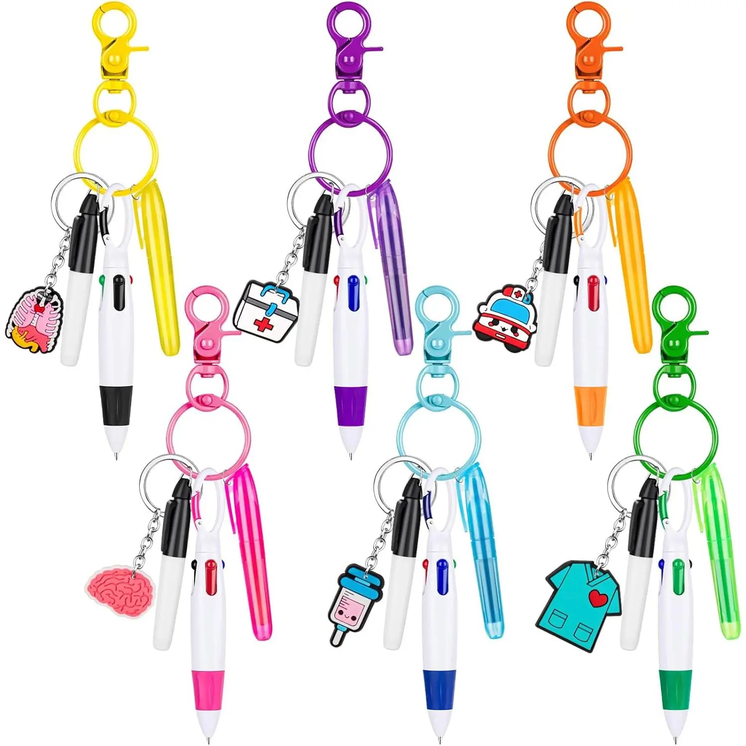 30 count Nurse Pen Set Mini Highlighter Pens Bulk | Include Permanent Marker Pen, Retractable Ballpoint Pen  , Nurse Badge Reel Accessories Nurse