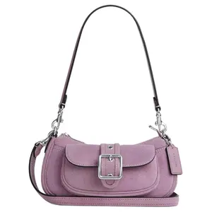 COACH Ashton 20 Mini Crossbody Bag for Women – Suede and Smooth Leather with Detachable Strap in Light Purple