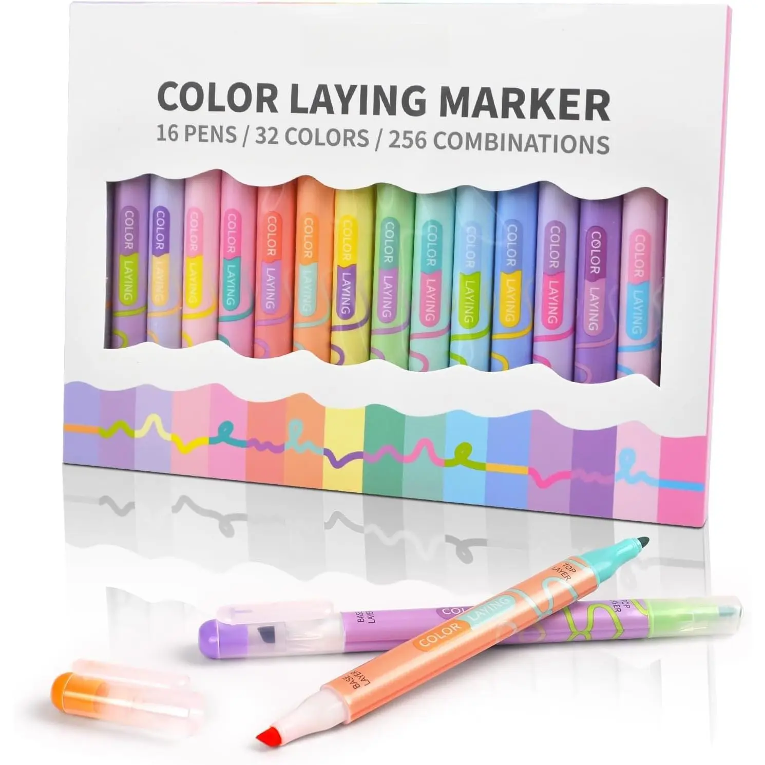 Double Sided Markers,16pcs 32 Colors  Tip Magic Markers |  Tip Magic Markers, Broad and Fine Tips, Color Changing Washable, Dry-