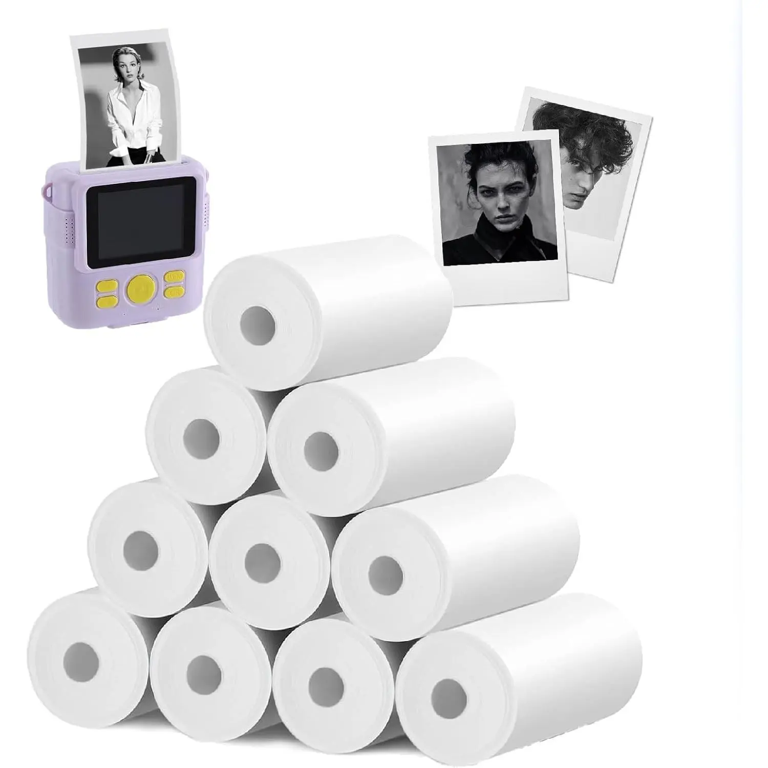 Modern Non-Adhesive White Mini Thermal Printing Paper, 5 Rolls (2.24in x 0.98in), Durable, Compatible with Portable Printers for Receipts, Notes
