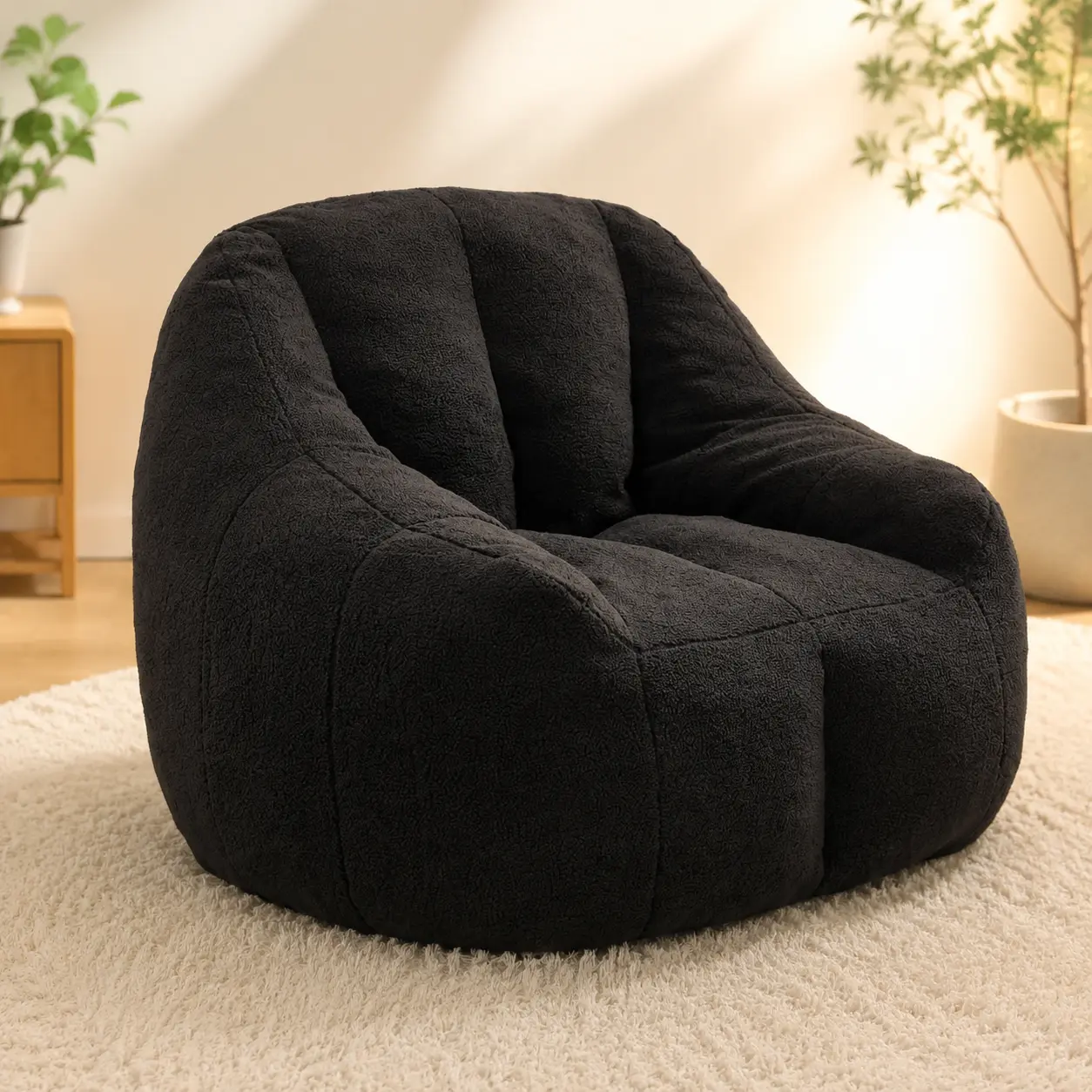 Littleox Fluffy Bean Bag Chair with Filler Tufted Soft Stuffed Memory Foam Filling Comfy Cozy Lazy Sofa for Dorm Apartment Living Room