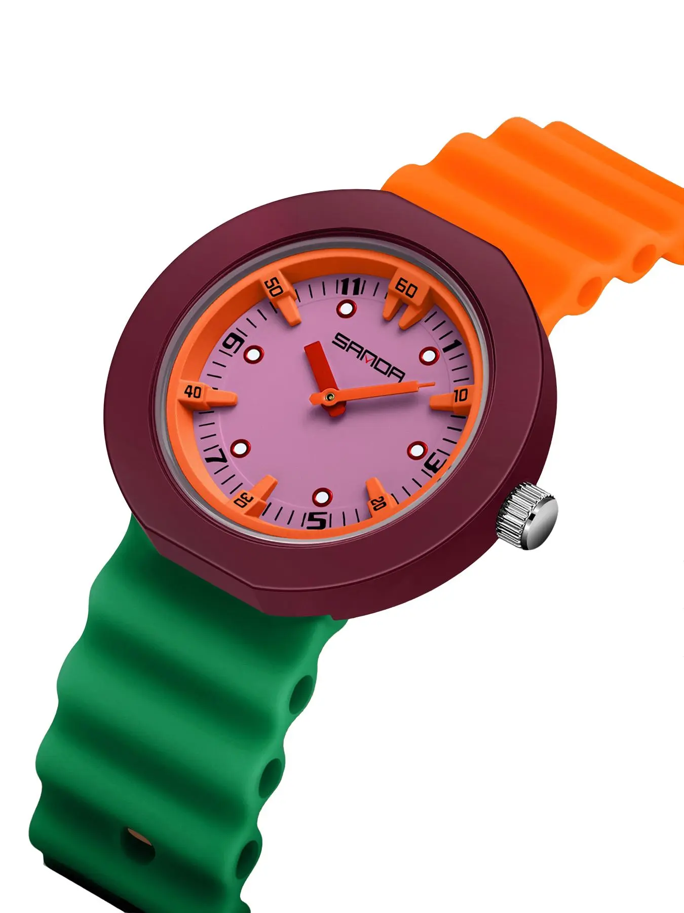 Sanda Brand Waterproof Quartz Watch with Imported Movement, Colorful 3D Dial for Students, Ideal Exam and Daily Use Timepiece