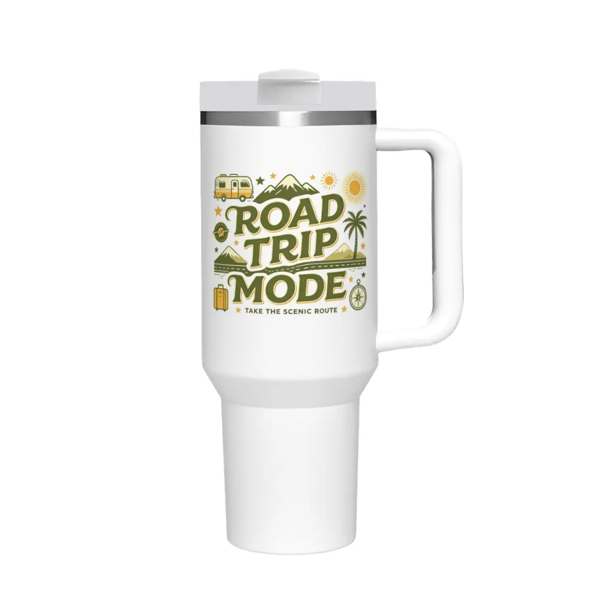 40oz Stainless Portable Vacuum Flask Travel Tumbler with Ergonomic Handle and Lid, Ideal for Road Trips, Camping Adventures, Flasks, Leak-Proof