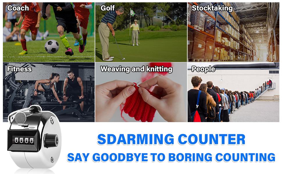 AGS Tally Counter, 4-Digit Clicker Counter, Metal Hand Tally Counters Clicker Pitch Counter for Counting, Knitting, Coaching, Golf, Lap, Fishing