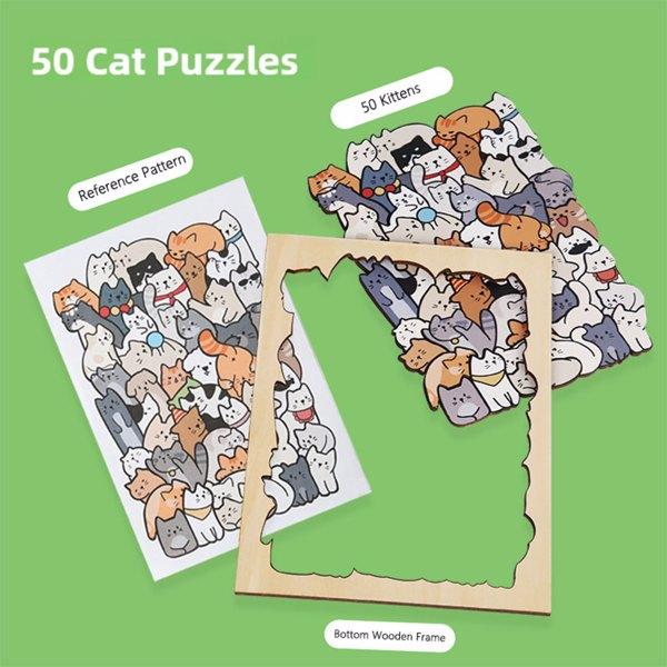 (TK Temu only supports self pickup)Animal Wooden Jigsaw Puzzles with Photo Frame,50 Pieces Pet Unique Shape Puzzle Educational Toys,Birthday Gifts for Adults Kids Girlfriend