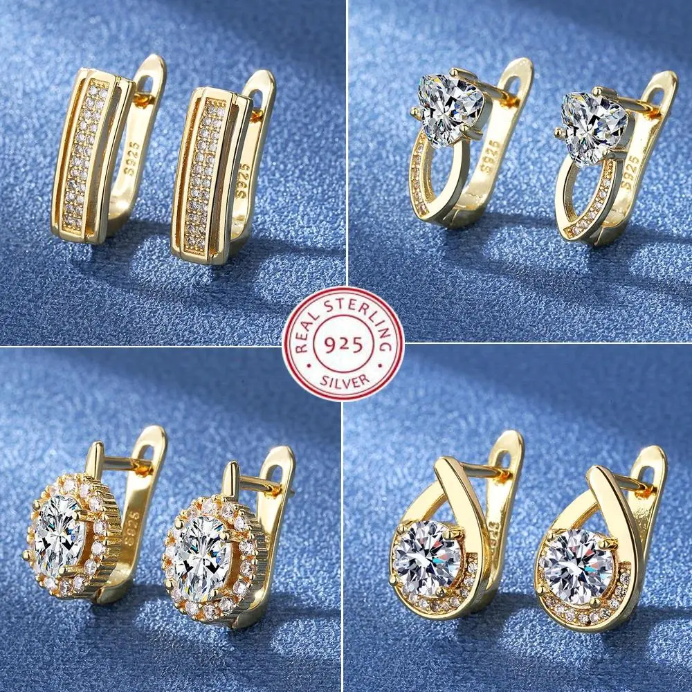 925 Silver Needle Princess Crystal Square Zircon Drop Earrings for Women Trendy Simplicity Jewelry Girl Sweet Gifts New
