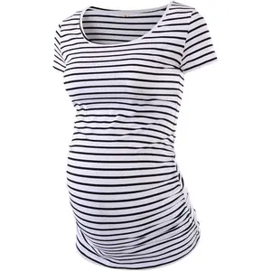 Women's Maternity Classic Side Ruched T-Shirt Tops Mama Pregnancy Clothes