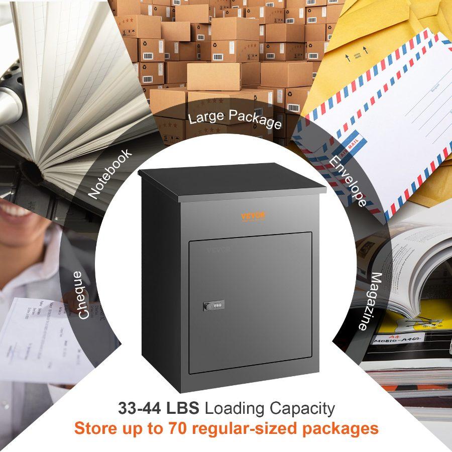 VEVOR Package Delivery Boxes for Outside, Extra Large Mailbox with Coded Lock, Galvanized Steel Wall Mounted Mailboxes 17.3x13.8x22.8, Anti-Theft Baffle, IPX3 Waterproof for Porch, Curbside