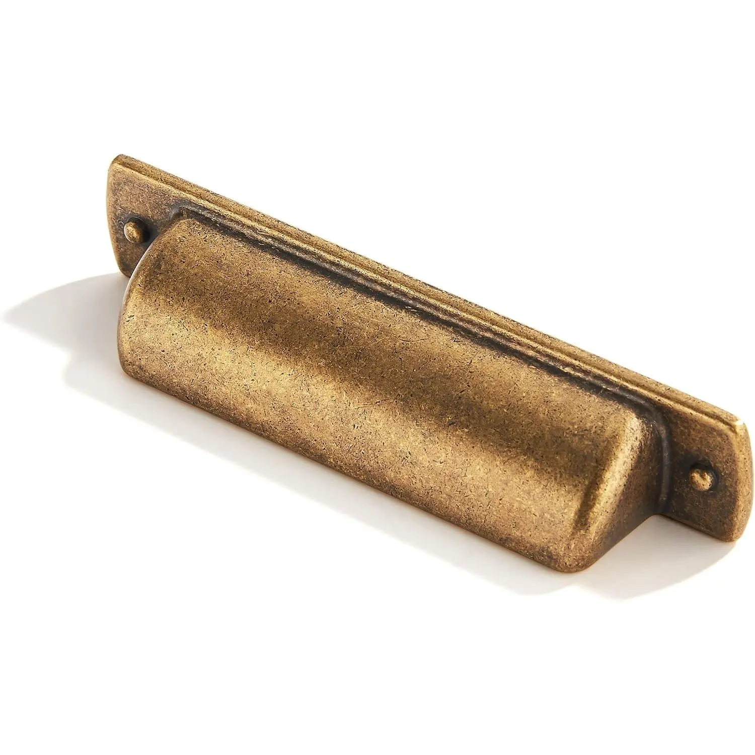 10-Pack Vintage Brass Finish 3in Hole Center Drawer Pulls, Home Kitchen Hardware Cabinet Cup Pulls