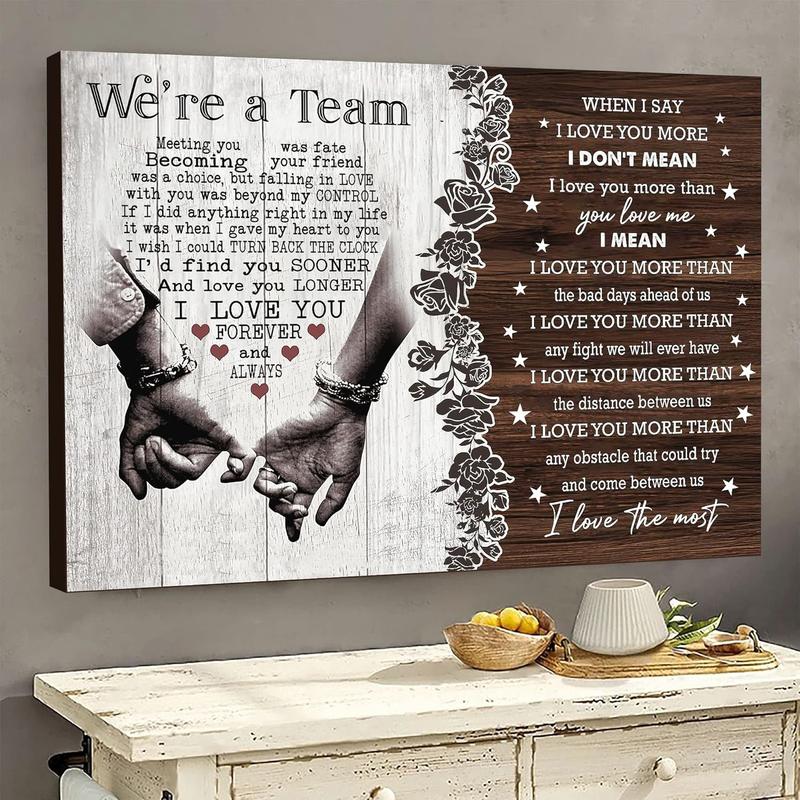 NBHYK Personalized We're A Team Couple Poster for Him Her Husband Wife Christmas Birthday Anniversary Custom Name Canvas Print Wall Art Home Decor Picture for Bedroom LivingRoom - Decorative Artwork Eco-Friendly Fade-Resistant UV-Protected - Creative