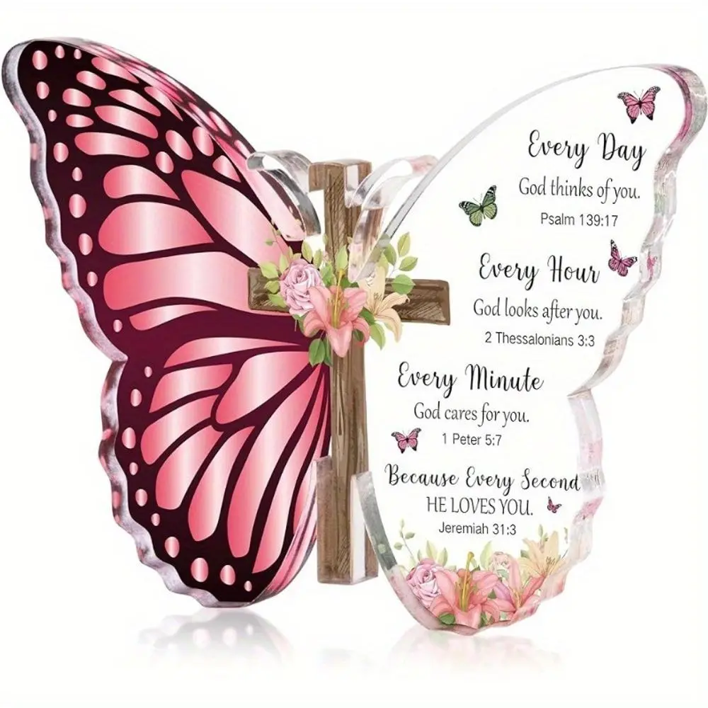 Acrylic Christian Religious Gifts, Bible Verses God Faith Inspirational Scripture, Serenity Butterfly Prayer Decor, Christian Keepsake Decoration