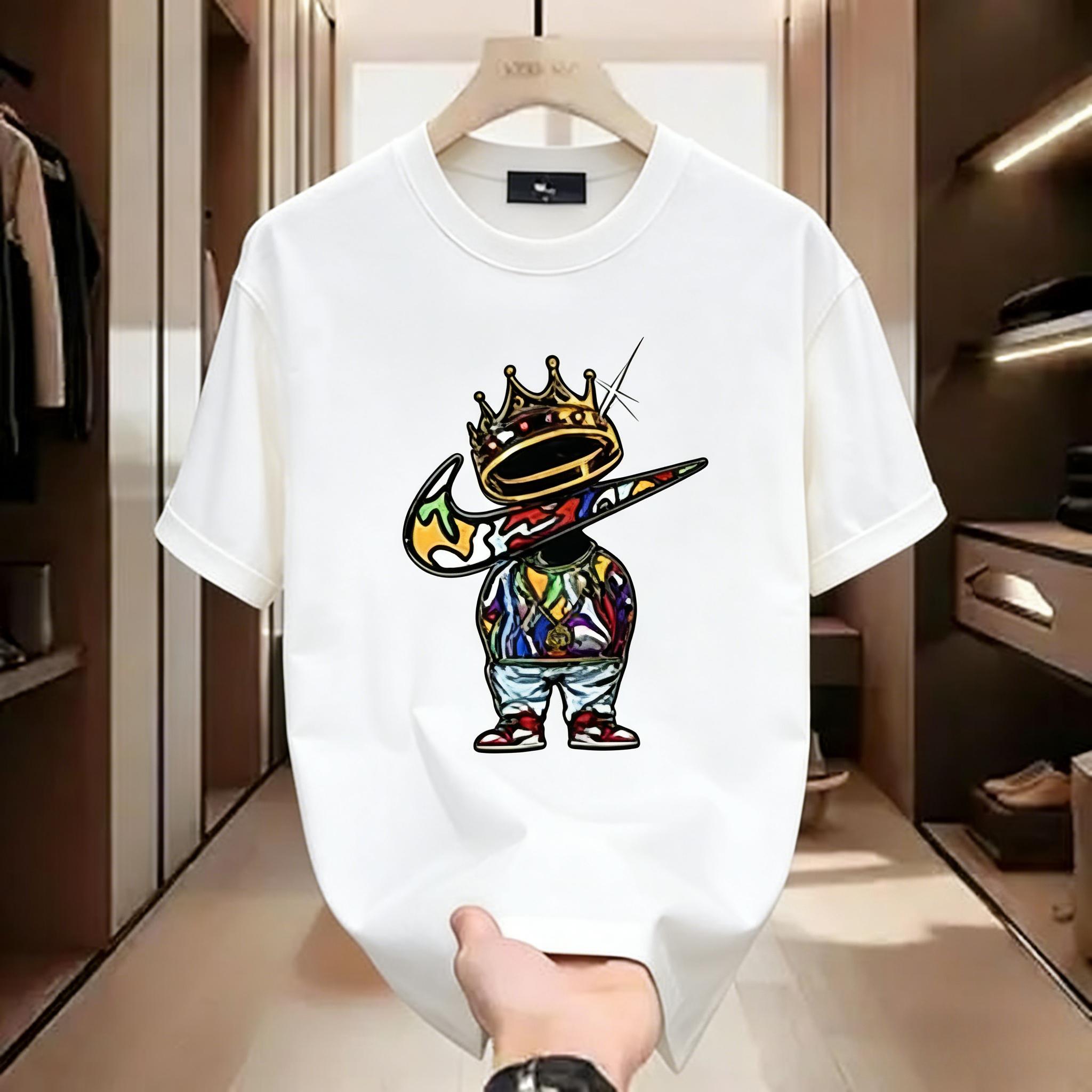 New unisex round-neck graphic T-shirt, cotton, vibrant patterns, soft and comfortable, perfect for men's spring and summer short-sleeve street style. classic  rock  tee moon  rocks macco