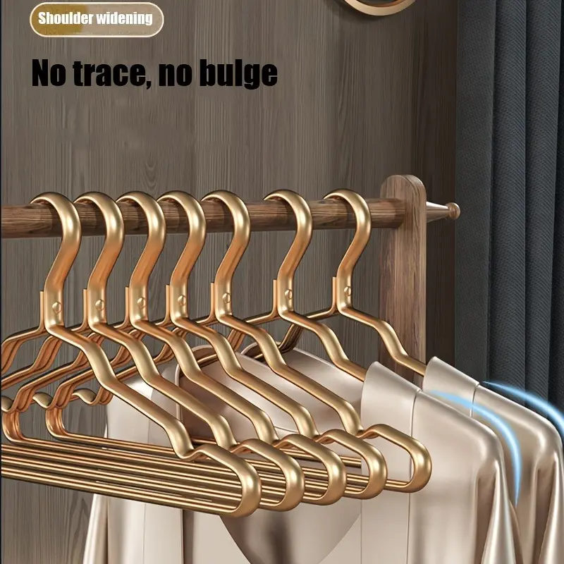 5 pieces of aluminum alloy clothes hangers, made of thick and wide material, with no trace when hanging clothes, anti-slip hangers, suitable for home use, clothing stores, dormitories