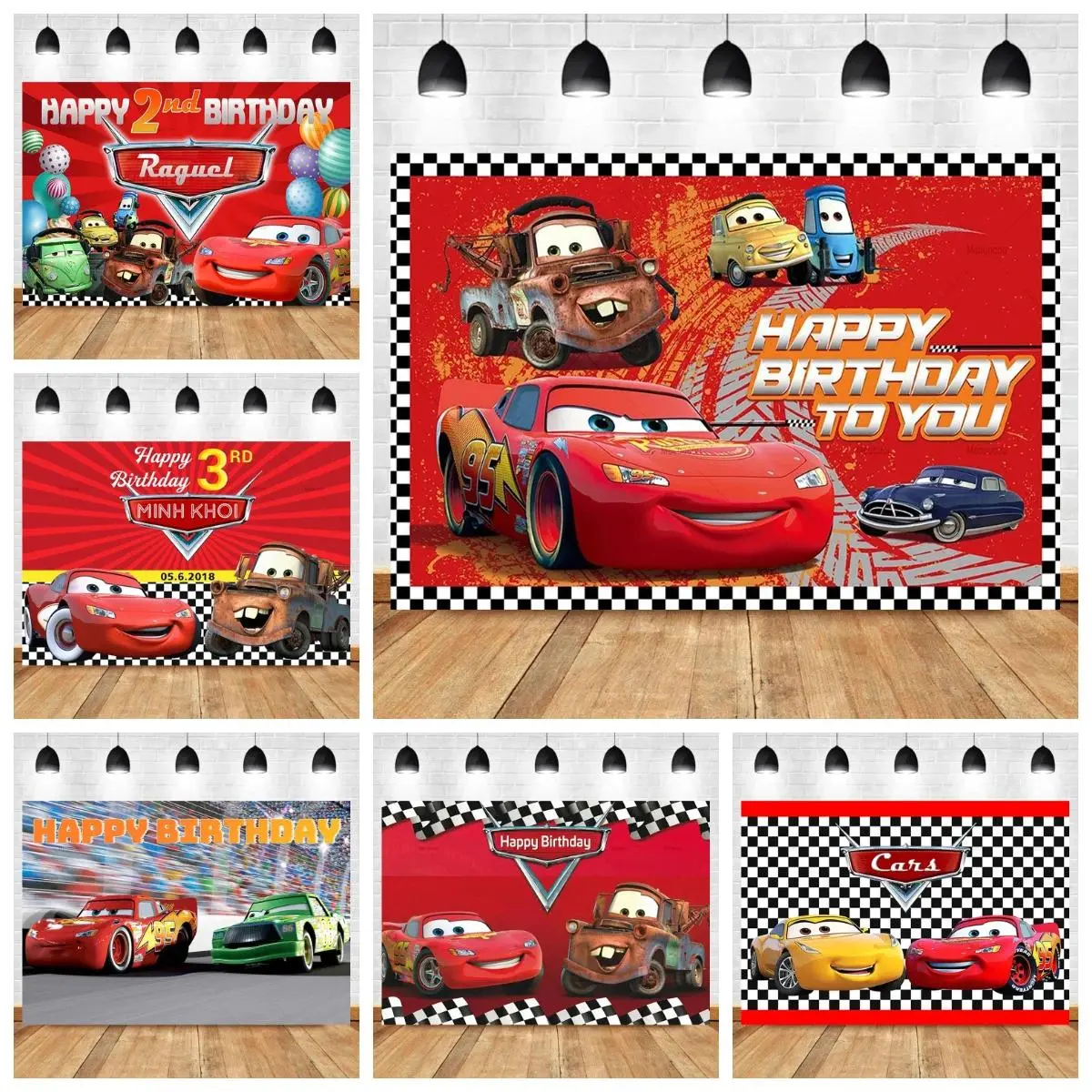 Boy's Birthday Car Photography Background Red Lightning Car Boy's Birthday Party Baby Shower Decoration PhotoProps