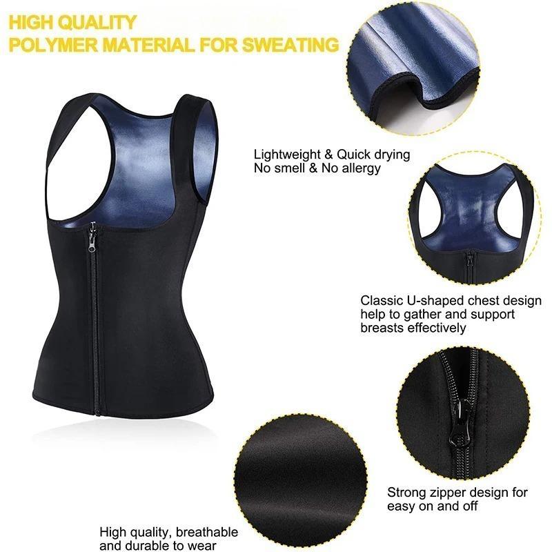 Women Sauna Shaper Vest Sweat Shapewear Tank Top Compression Vest Waist Trainer Corset Gym Fitness Workout Zipper Shirts