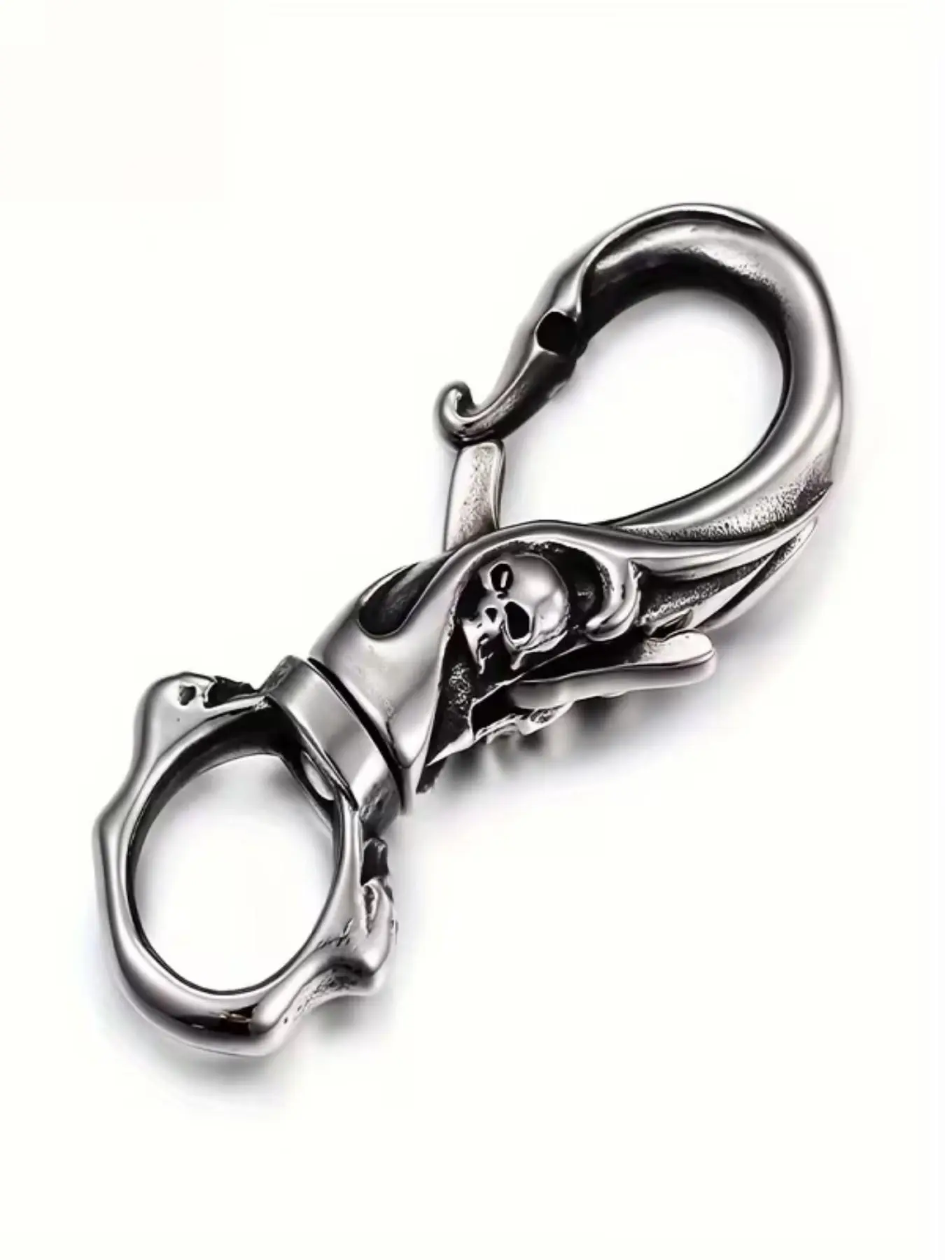 Stainless Steel Skull Keychain for Men, Retro Punk Style, Stylish Keychain, Rotatable Ring, Portable Bag Charm, Perfect Gift for Motorcycle Enthusiasts