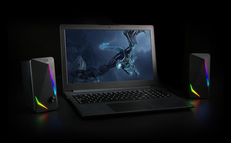 Redragon GS510 RGB Audio Desktop Speakers, 2.0 Channel PC Computer Speaker with 4 Colorful LED Backlight Modes, Enhanced Bass and Easy-Access Volume Control, USB Powered w/ 3.5mm Cable
