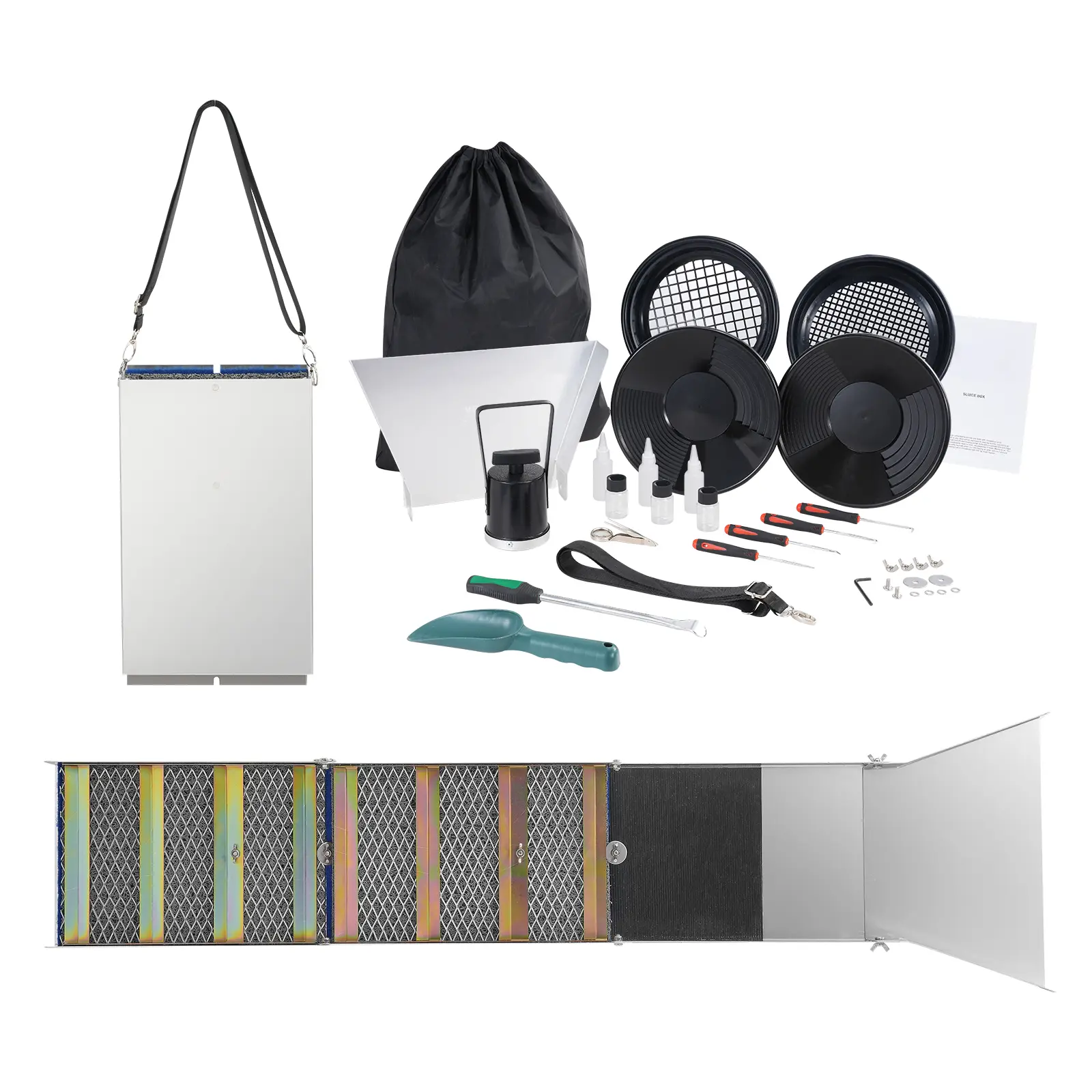 Folding Sluice Box Gold Panning Kit, Efficient Gold Recovery, Easy Assembly