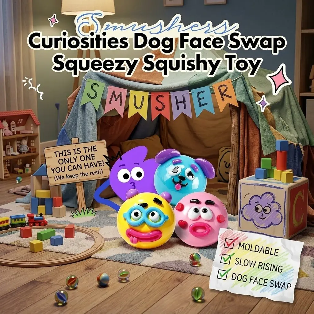 New Squishy-Curiosities Smushers Dog Face Swap Squishy, Soft Slow Rising Stress Relief Fingertoy, Cute Dog Face Sensory Fidget, Squishy Sensory Fidgets for Adults