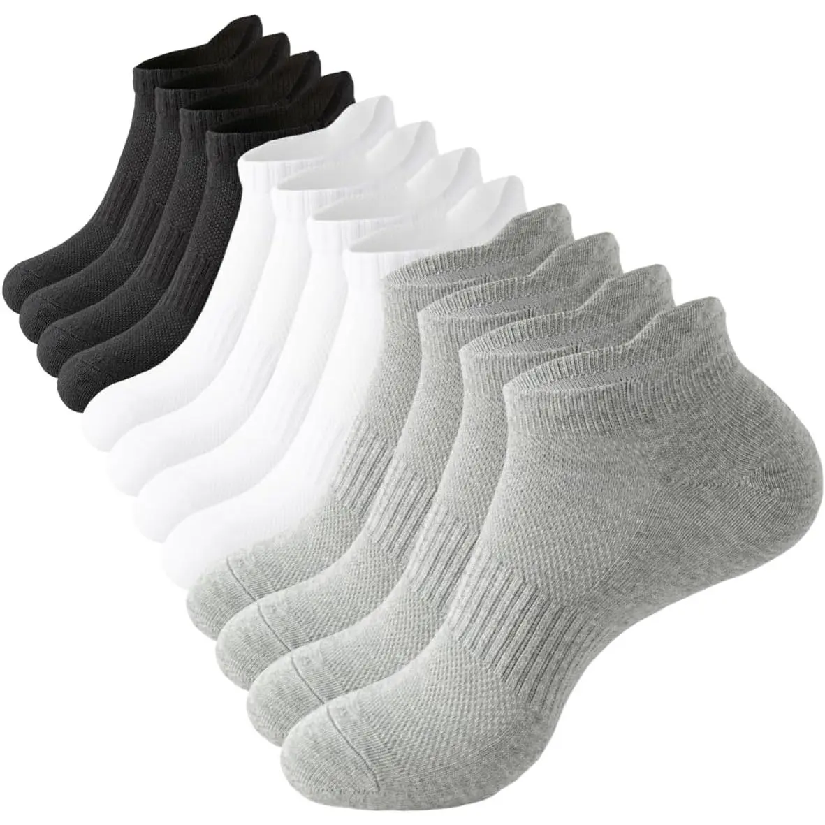 Mens Ankle Socks Cotton Running Socks Athletic Low Cut No Show Socks with Tab 6 Pairs