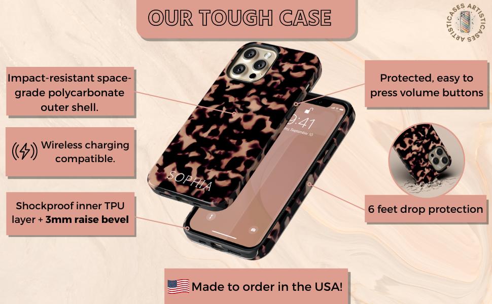 Custom Name Tortoise Shell Case, Animal Print Personalized Tort Case, Compatible with iPhone 17 16 Plus, 15 Pro Max, 14, 13 Mini, 12, 11, X/XS Max, ‎     XR, 7/8 ‎      .8.R93