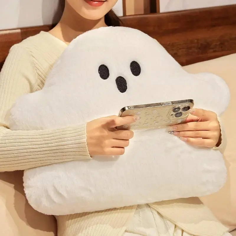 Ghost White Cloud Plush Pillow Dark Eyes Stuffed Cushion Sofa Chair Back Support Decor Halloween's Day Party Present