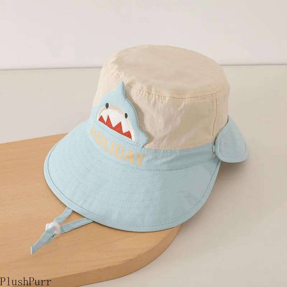 Baby Bucket Hat for Toddler Boys & Girls, Cartoon Wide Brim Sun Hat, Lightweight Quick-Dry Breathable Summer Cap with Adjustable Strap, Soft Sun Protection for Beach, Travel, Park & Outdoor Play