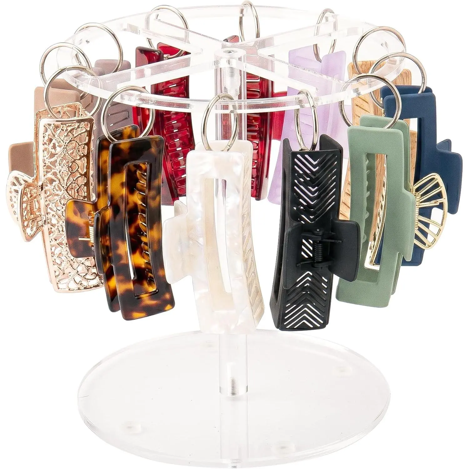 Claw Clip Organizer Rack, Clear, Large Capacity Hair Accessories Storage Holder for Bathroom, Bedroom, Dresser