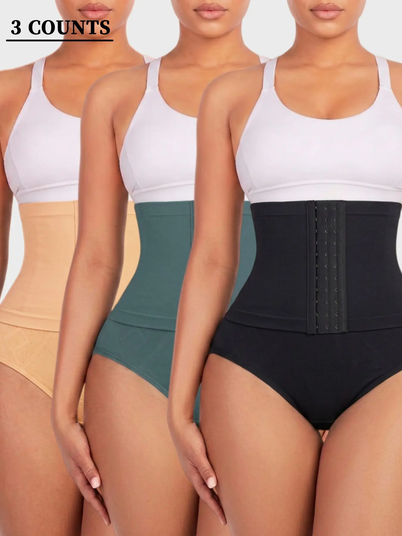 1/2/3 Counts Women's High Waist Double Compression Shapewear Shorts, Tummy Control Compression Girdle with 3-Row Adjustable Hooks, Butt Lifting Body Shaper,Comfort Breathable Adjustable Body Shapewear Bottoms for Daily Wear, Briefs，Tummy Tuck Garment